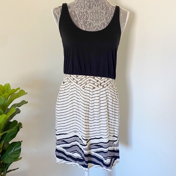 Silence + Noise Gold Waistband Studded B&W Dress - Picture 1 of 8